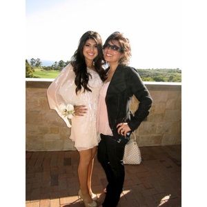 Jovani - Cream One Shoulder Sequins Dress